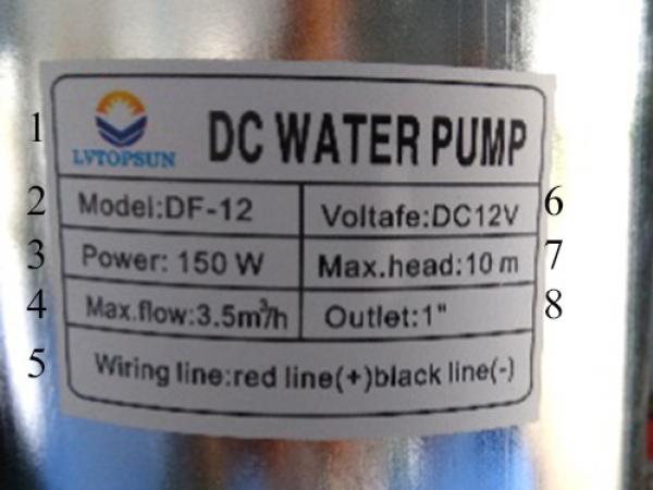 Nameplate บนปั๊มน้ำไดโว่โซล่าเซลล์( DC Water Pump ) บอกอะไรเราบ้าง